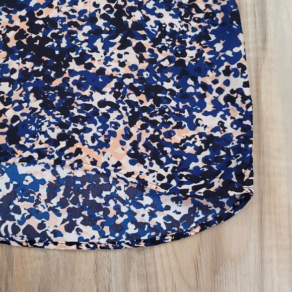 🔹️Mango Blue & Cream Splatter Print Racerback Sleeveless Top Medium - Picture 6 of 7